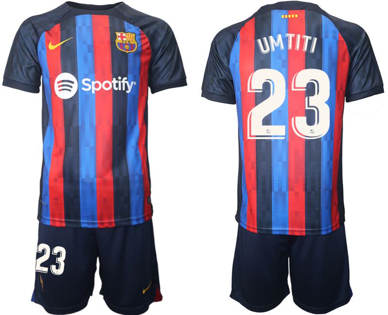 Men 2022-2023 Club Barcelona home blue #23 Soccer Jersey->barcelona jersey->Soccer Club Jersey